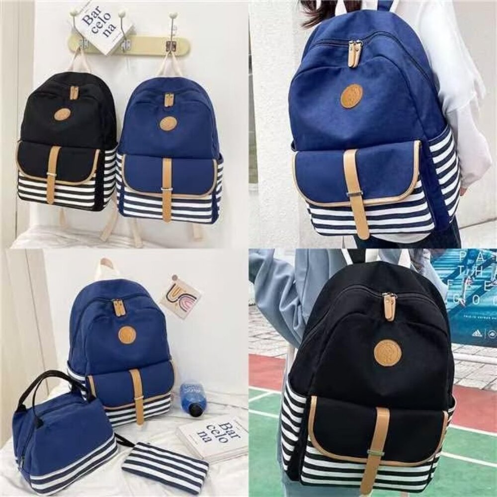 Versatile Canvas School Backpack With Multiple Po… - image 5